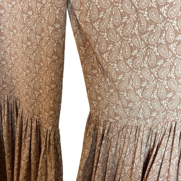 KORI Boho Wide Leg Ruffled Flare Lightweight Paisley and Aztec Print Pants Sz.S - Picture 4 of 15